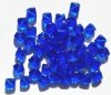 50 8mm Diagonal Hole Sapphire Cube Beads